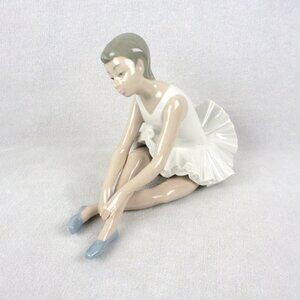 Nao Ballerina Figurine Porcelain White & Blue Ballet Dancer Vintage 1980s Spain